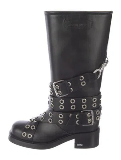 Pre-owned Mach&mach Leather Moto Boots In Black