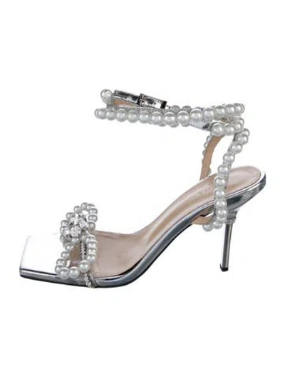 Pre-owned Mach&mach Leather Patterned Sandals In Silver