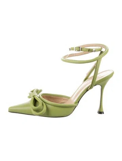 Pre-owned Mach&mach Leather Slingback Pumps In Green