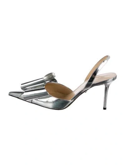 Pre-owned Mach&mach Leather Slingback Pumps In Silver