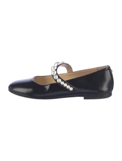 Pre-owned Mach&mach Leather Studded Accents Mary Jane Flats In Blue