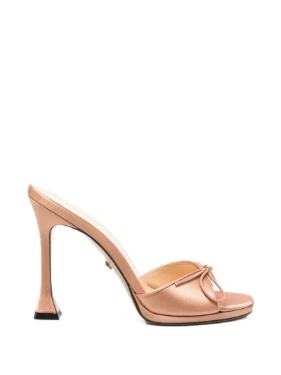 Mach&mach Little Plateau Bow-detail Heeled Sandals In Gold
