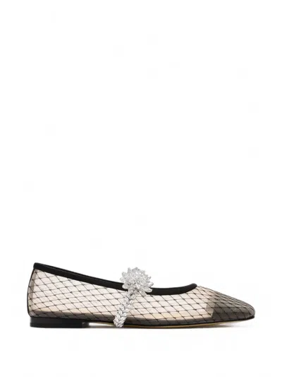 Mach&mach Lotus Flower Crystal-embellished Mesh Ballet Flats In Multi