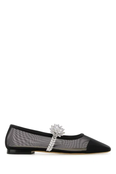 Mach&mach Women Black Mesh Lotus Ballerinas