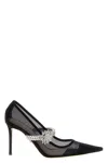 Mach&mach Lotus 95 Crystal Embellished Mesh Pumps