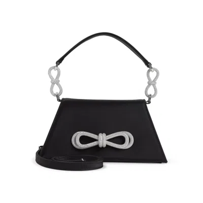 Mach&mach Mach & Mach  Samatha Double Bow Satin Shoulder Bag In Black