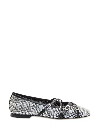 Mach&mach Mach & Mach Mesh Ballet Flats With Crystals