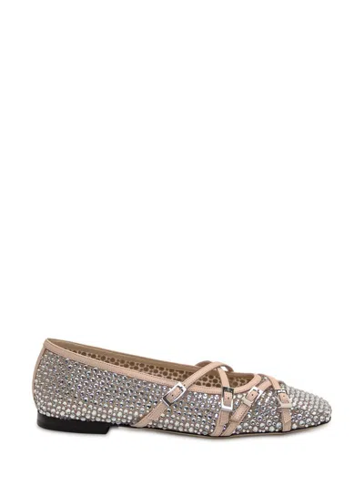 Mach&mach Mach & Mach Mesh Ballet Flats With Crystals