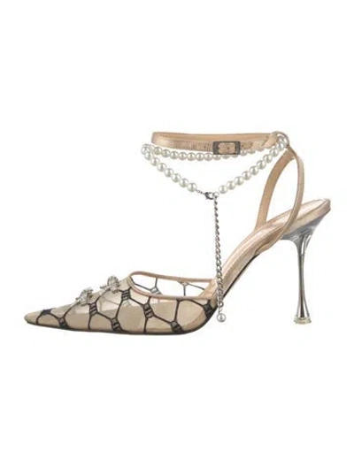 Pre-owned Mach&mach Mesh Lace Pattern Pumps In Neutrals