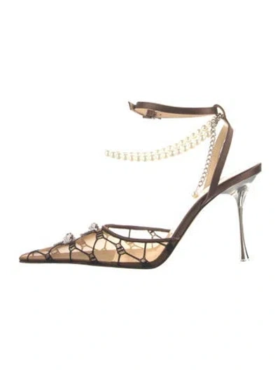 Pre-owned Mach&mach Mesh Mesh Accents Pumps In Brown