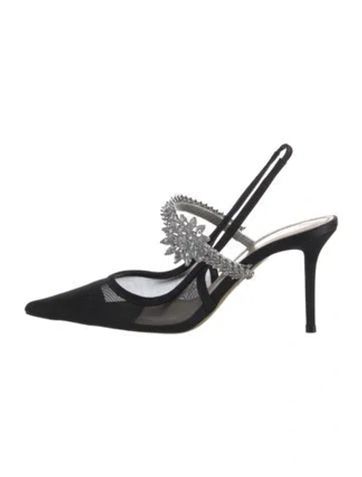 Pre-owned Mach&mach Mesh Patterned Slingback Pumps In Multi