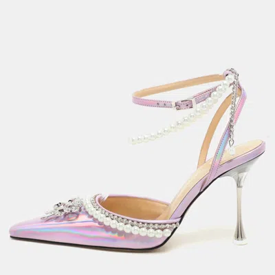Pre-owned Mach&mach Metallic Iridescent Leather Sophie Ankle Strap Sandals Size 36