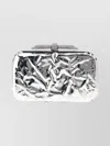 Mach&mach Double Bow Wrapped Mirror Leather Clutch Bag In Silver