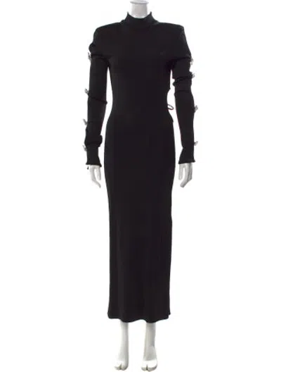 Pre-owned Mach&mach Mock Neck Long Dress In Black