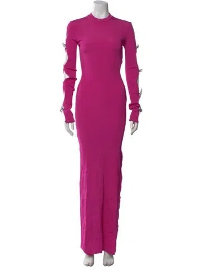 Pre-owned Mach&mach Mock Neck Long Dress In Pink