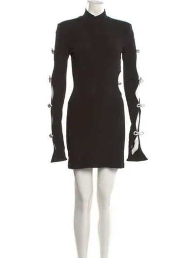 Pre-owned Mach&mach Mock Neck Mini Dress In Black