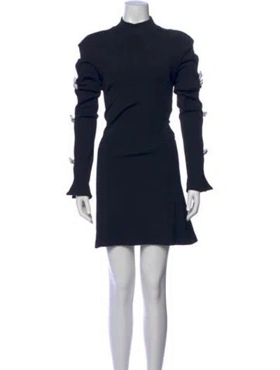 Pre-owned Mach&mach Mock Neck Mini Dress In Blue