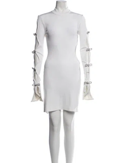 Pre-owned Mach&mach Mock Neck Mini Dress In White