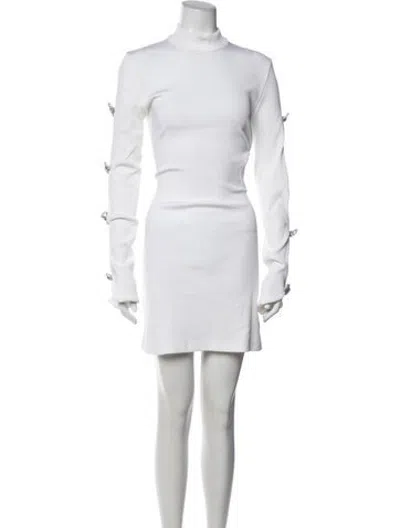 Pre-owned Mach&mach Mock Neck Mini Dress In White