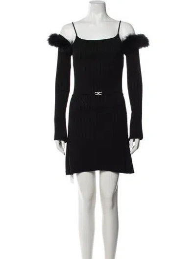 Pre-owned Mach&mach Off-the-shoulder Mini Dress In Black