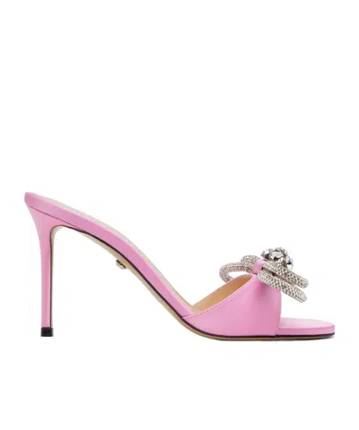 Mach&mach Crystal-embellished Bow 95mm Satin Mules In Pink