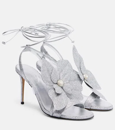 Mach&mach Orchid 95 Glitter Sandals In Silver