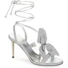 Mach&mach Mach & Mach Orchid Ankle Wrap Sandal In Silver