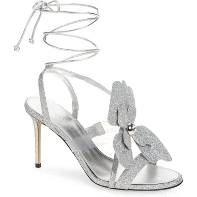 Mach&mach Mach & Mach Orchid Ankle Wrap Sandal In Silver