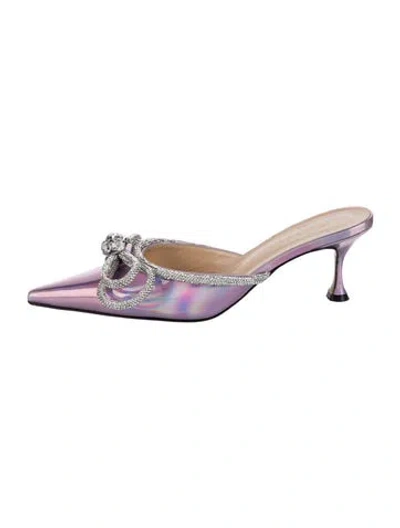 Pre-owned Mach&mach Patent Leather Bow Accents Mules
