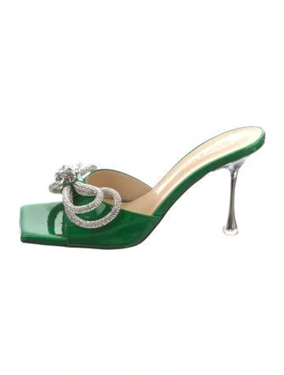 Pre-owned Mach&mach Patent Leather Bow Accents Sandals In Green