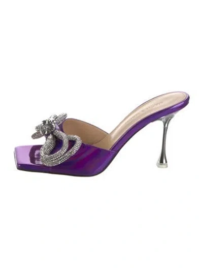 Pre-owned Mach&mach Patent Leather Bow Accents Sandals In Purple