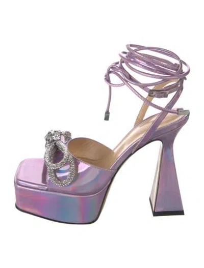 Pre-owned Mach&mach Patent Leather Bow Accents Sandals In Purple