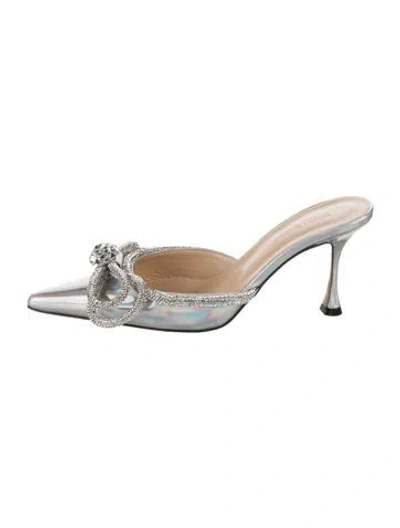 Pre-owned Mach&mach Patent Leather Bow Accents Slingback Flats