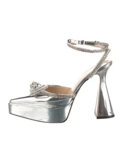 Pre-owned Mach&mach Patent Leather Bow Accents Slingback Pumps