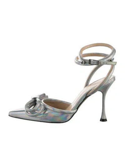 Pre-owned Mach&mach Patent Leather Bow Accents Slingback Pumps
