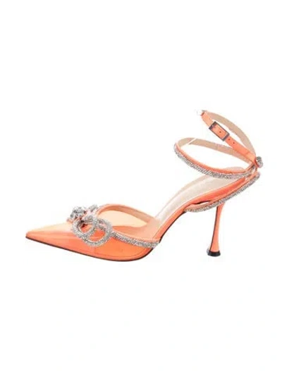 Pre-owned Mach&mach Patent Leather Crystal Embellishments Pumps In Orange