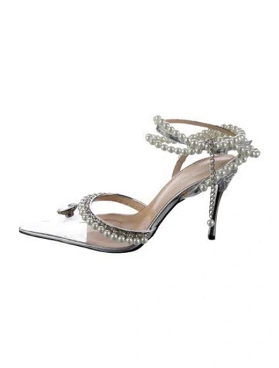 Pre-owned Mach&mach Patent Leather Crystal Embellishments Slingback Pumps