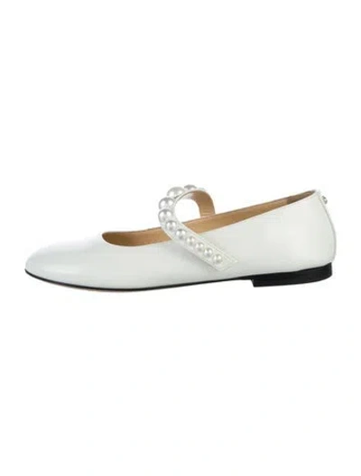 Pre-owned Mach&mach Patent Leather Mary Jane Flats In White