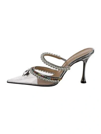 Pre-owned Mach&mach Patent Leather Mules In Silver