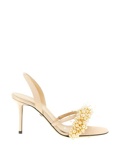 Mach&mach Gold Open Toe Heels In Golden