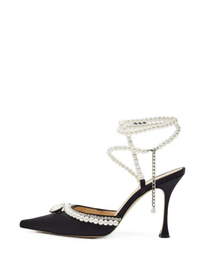 Pre-owned Mach&mach Pearl Crystal-embellished Pumps In Black