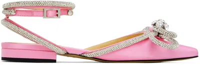 Mach&mach Pointed Bow Tie Flat Sole Shoes In Pink