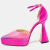 Mach&mach Pink Satin Galaxy Crystalized Platform Pumps In Pink