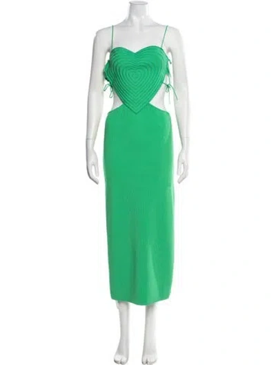 Pre-owned Mach&mach Plunge Neckline Long Dress In Green