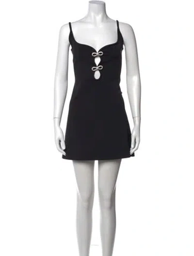 Pre-owned Mach&mach Plunge Neckline Mini Dress In Black
