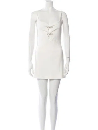Pre-owned Mach&mach Plunge Neckline Mini Dress In Neutrals