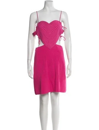 Pre-owned Mach&mach Plunge Neckline Mini Dress In Pink