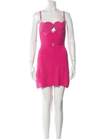 Pre-owned Mach&mach Plunge Neckline Mini Dress In Pink