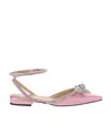 Mach&mach Pointed Bow Tie Flat Sole Shoes In Pink
