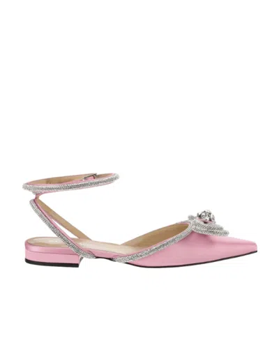 Mach&mach Pointed Bow Tie Flat Sole Shoes In Pink